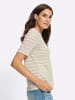 WITT WEIDEN V-Shirt in ecru-sand-gemustert