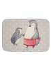 Mr. & Mrs. Panda Badematte Pinguin mit Kind ohne Spruch in Grau Pastell