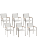 Beliani 6er-Set Esszimmerstuhl GROSSETO in Weiß/Silber/Braun
