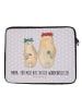 Mr. & Mrs. Panda Notebook Tasche Bären mit Blumenkranz mit Spruch in Grau Pastell