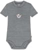 Normani Outdoor Sports Baby Kurzarm Body - 100% Bio-Merinowolle in Grau gestreift