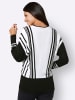 Sieh an! V-Pullover in weiß-schwarz-gestreift