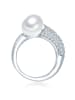Valero Pearls Ring aus Sterling Silber mit Zirkonia Süßwasser-Zuchtperle in silber