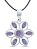 mantraroma 925er Silber - Kettenanhänger (L) 27 x (B) 34 mm mit Amethyst