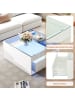 ABRIHOME Couchtisch in Weiß Hochglanz 70x70x35 cm mit LED 2 Schubladen Glas