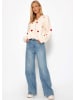 SASSYCLASSY Cardigan mit roten Herzen in Offwhite
