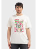 OLDSKULL T-Shirt Asian Lucky Cat Attack Graphic in Off White