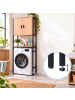 relaxdays Waschmaschinenschrank in Schwarz/ Natur - (B)64 x (H)170 x (T)27 cm