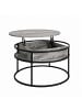 relaxdays Couchtisch in Holzoptik/ Schwarz - (H)47 x Ø 80 cm
