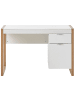 Beliani Schreibtisch JOHNSON in Weiß/Braun - (W) 112 x (H) 76 x (L) 50 cm