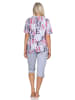 NORMANN Kurzarm Schlafanzug Capri Pyjama Shorty - 85045 in grau