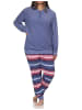 NORMANN Frottee Schlafanzug lang Bündchen Hose gestreift - 81794 in blau
