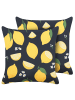 Beliani 2er-Set Dekokissen CITRUS in Schwarz/Gelb/Weiß