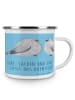 Mr. & Mrs. Panda Emaille Tasse Verlobungsfeier Abenteuer mit Spruch in Sky Blue