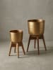 KADIMA DESIGN Blumentopf 2er Set Metall / Massivholz Pflanzkübel mit Füßen