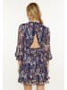 Usha Women Dress in navy blue multicolor