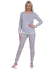 NORMANN Schlafanzug langarm Bündchen Pyjama Kussmund print - 71400 in grau