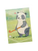 Mr. & Mrs. Panda Postkarte Panda Hockey spielen Design ohne Spruch in Weiß
