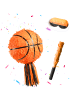 relaxdays 3-tlg. Pinata Set "Basketball" in Orange/ Schwarz - Ø25 cm