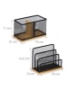 relaxdays 2-tlg. Schreibtisch-Organizer-Set in Schwarz/ Natur