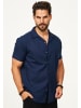 behype Kurzarmhemd - aus Leinen Sommerhemd im Regular-Fit in Navy