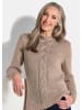 GOLDNER Kurzgröße:  Strickpullover Hüftlanger Langarm Pullover, Zopfstrick in beige / gemustert