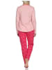 NORMANN Lange Pyjama Schlafanzug Rundhals und Eulen - 80047 in rosa