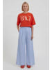 Oui Bundfaltenhose in lt blue white