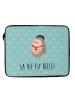 Mr. & Mrs. Panda Laptoptasche Eule Frankreich mit Spruch in Türkis Pastell
