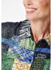 GOLDNER Kurzgröße:  Patchworkbluse mit Allover-Druck in marine / gemustert