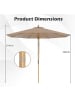 COSTWAY Sonnenschirm 270 cm mit Holzschirmstange knickbar in Braun