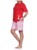 NORMANN kurzarm Shorty Schlafanzug Top Leuchturm - 72919 in rot