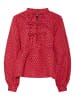 Pieces Langarmbluse in High Risk Red