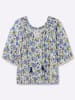 sheego by Joe Browns 3/4-Arm-Bluse in champagner-royalblau-gemustert