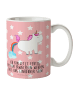 Mr. & Mrs. Panda Tasse Einhorn Pupsen mit Spruch in Rot Pastell
