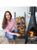 relaxdays Kaminholzregal in Anthrazit - (B)60 x (H)150 x (T)30 cm