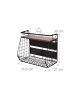 relaxdays 2 x Obstkorb Wandregal in Schwarz/ Dunkelbraun – (B)35,5 x (H)30 x (T)21 cm