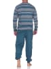 NORMANN Langarm Schlafanzug Pyjama Bündchen Streifen in blau
