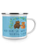 Mr. & Mrs. Panda Camping Emaille Tasse Polterabend Spaß mit Spruch in Sky Blue