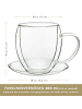 Creano Thermo-Tasse "Doppelwandtasse" mit Untersetzer  - 400ml Glas