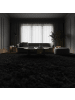 KADIMA DESIGN Teppich Hochflor Shaggy Uni-Look Polypropylen Wohnzimmer in Schwarz