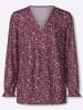 Sieh an! Langarm-Bluse in burgund-mauve-bedruckt