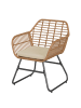 home24 home24 Loungeset 4-teilig Braun / Beige - Polyrattan, Polyester & Eisen mit Glasplatte in Braun / Beige