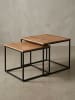 KADIMA DESIGN Industrie-Stil Wohnzimmertisch 2er Set, Holz & Metall, Quadratisch