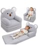 Wisam Lean Toys Koala 2-in-1 Liegesessel für Kinder, weicher Plüsch, Grau