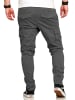 behype Cargohose - BHTROJAN Chino Jeans Hose Cargojeans Stoffhose in Dunkelgrau