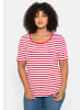 sheego T-Shirt in mohnrot-weiß