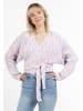 myMo Damen Wickeljacke Aus Strick in Rosa Mehrfarbig