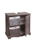 MCW Badezimmerset H20 1 Hochschrank und 1 Waschbeckenunterschrank, Shabby braun