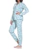 NORMANN Langarm Jersey Pajama Katzen Optik Übergröße in türkis